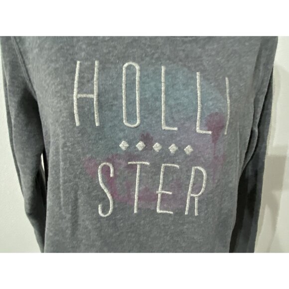 Hollister Womens Med Hoodie Gray Logo California Embroidered Pit To Pit 22in - Picture 2 of 11